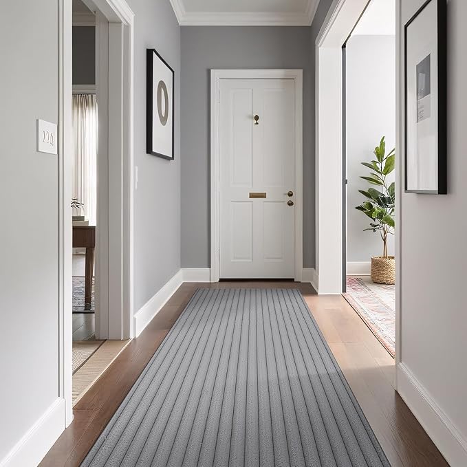 Beverly Rug Non Slip Area Rug 2 x 7 Modern Durable Ultra Soft Ribbed Indoor Rugs for Living Dining Room Office Stain Resistant Non Shedding Casual Easy Shag Indoor Carpet Gray 2x7