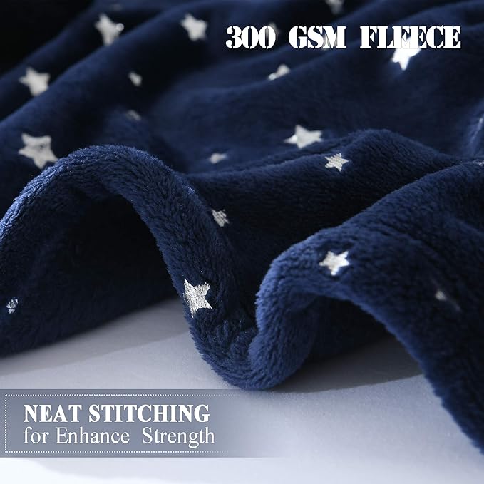 NANPIPER Throw Blanket, Ultra Soft Thick Microplush Bed Blanket, All Season Premium Fluffy Microfiber Fleece Throw for Sofa Couch (Twin Size 65"x80", Navy Blue)
