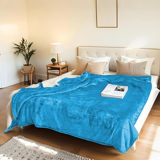 Electric Heated Blanket Full Size 72"x84" - Microplush & Sherpa Fabric Dual-Sided, 6 Heat Settings & 1-10 Hours Auto Off, Soft Warming Throw for Home or Office, Machine Washable, Ocean Breeze Blue