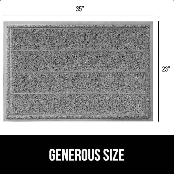 GORILLA GRIP Dirt Grabber Mesh Doormat, Low-Profile, Stain and Fade Resistant Heavy Duty Quick Dry Striped Doormats, Mats for Indoor or Outdoor Entry, Shoe Scraper, Garage Entrance Mat, 35x23, Gray