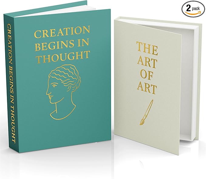 Fake books for decoration - Set of Two - Cardboard and linen - Decor Books for coffee table - Decorative boxes for home decor aesthetic - box storage (Art of Art)