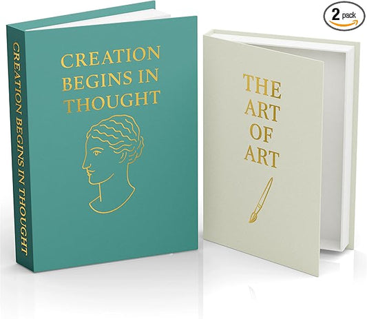 Fake books for decoration - Set of Two - Cardboard and linen - Decor Books for coffee table - Decorative boxes for home decor aesthetic - box storage (Art of Art)