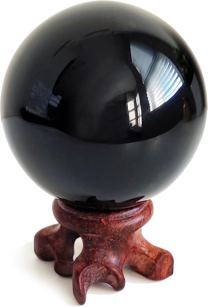 Mina Heal Obsidian Crystal Ball for Fengshui Ball, Meditation, Crystal Healing, Divination Sphere, Home Decoration, 100% Natural and Genuine
