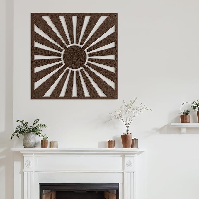 SIGNLEADER Metal Wall Decor Sun Ray Minimalist Modern Luxury Wall Sculpture Hangings 3D Statue Home Decoration for Living Room, Bedroom, Bathroom, Kitchen, Fireplace, Office - 24" Bronze