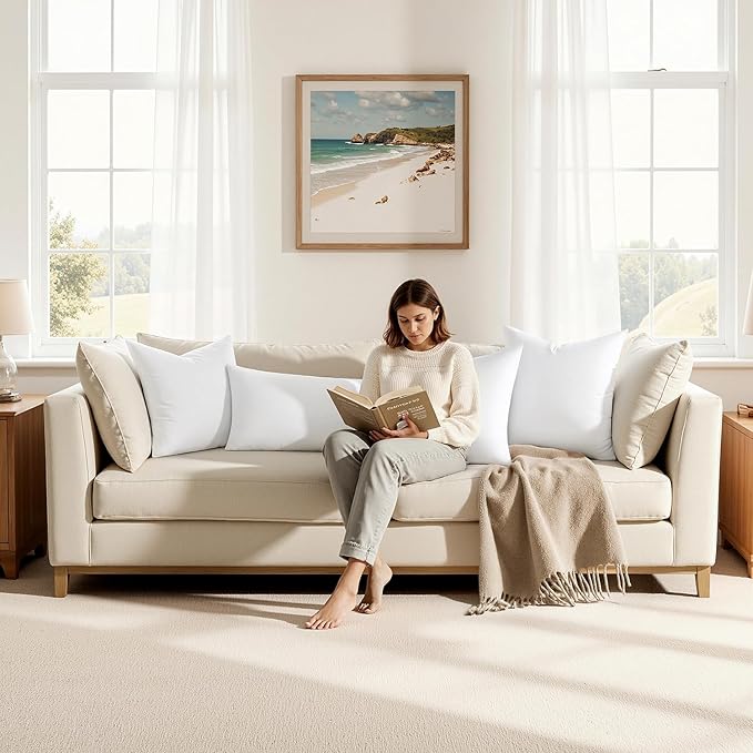 MIULEE 14x22 Down Alternative Pillow Insert, Fluffy Soft Throw Pillow for Couch Bed Sofa Plush Luxury Lumbar Support