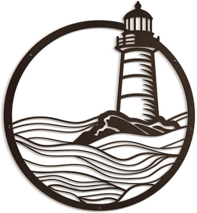 SIGNLEADER Metal Wall Art Decor Sea Lighthouse Minimalist Modern Abstract Wall Sculpture Hangings Home Decoration for Living Room, Bedroom, Bathroom, Kitchen, Outdoor - 18" Bronze