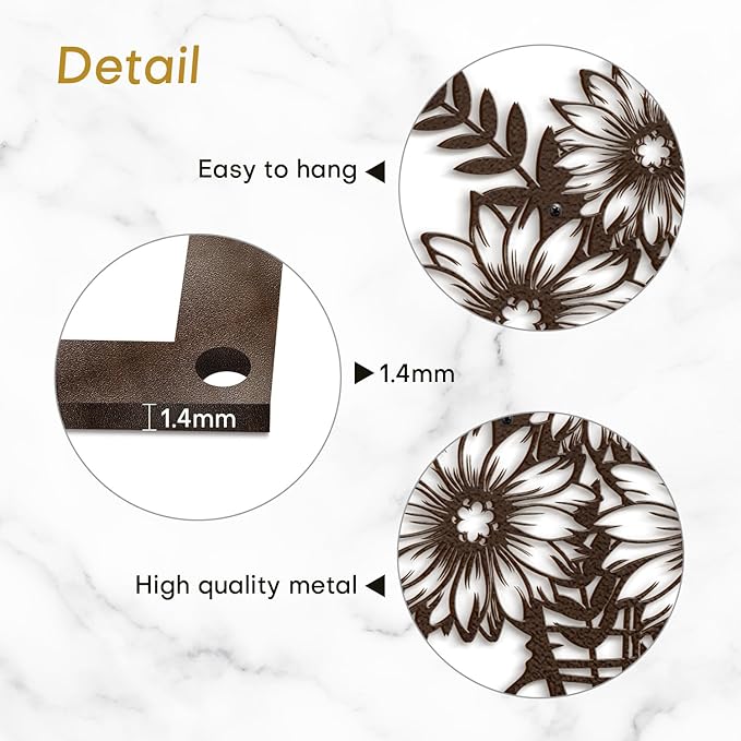 SIGNLEADER Metal Wall Art Decor Sunflowers in Vase Minimalist Modern Abstract Wall Sculpture Hangings Home Decoration for Living Room, Bedroom, Bathroom, Kitchen, Outdoor - 18" Bronze