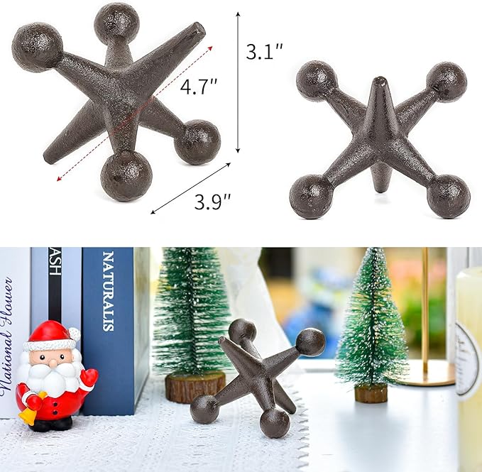 Sungmor Cast Iron Jack Figurines, Retro Home Decor Accents, Jack Sculpture for Bookshelf Coffee Table Decor, Set of 2 Solid Bookends, Paperweight, Door Stop, Black