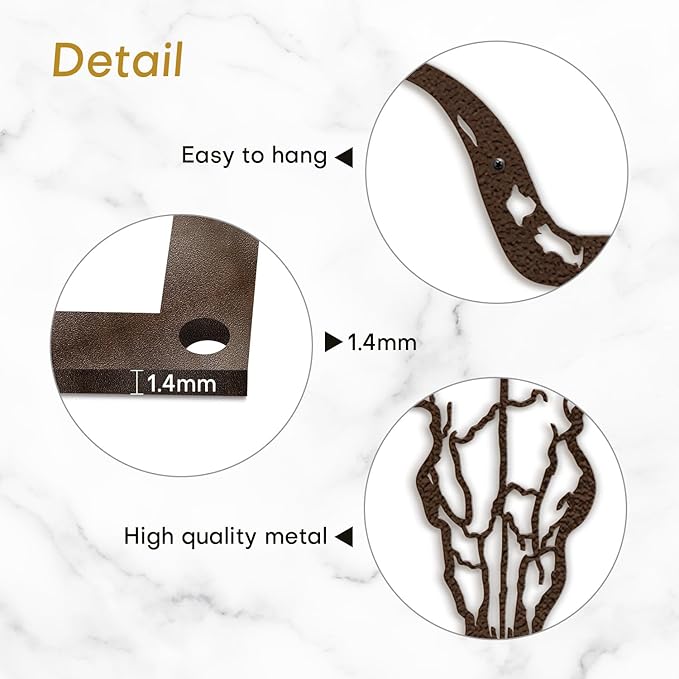 SIGNLEADER Metal Wall Art Decor Bull Head Minimalist Modern Abstract Wall Sculpture Hangings Home Decoration for Living Room, Bedroom, Bathroom, Kitchen, Outdoor - 18" Bronze