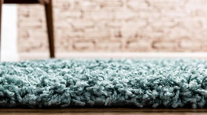 Unique Loom Solid Shag Collection Area Rug (2' 6" x 13' 1" Runner, Light Slate Blue)