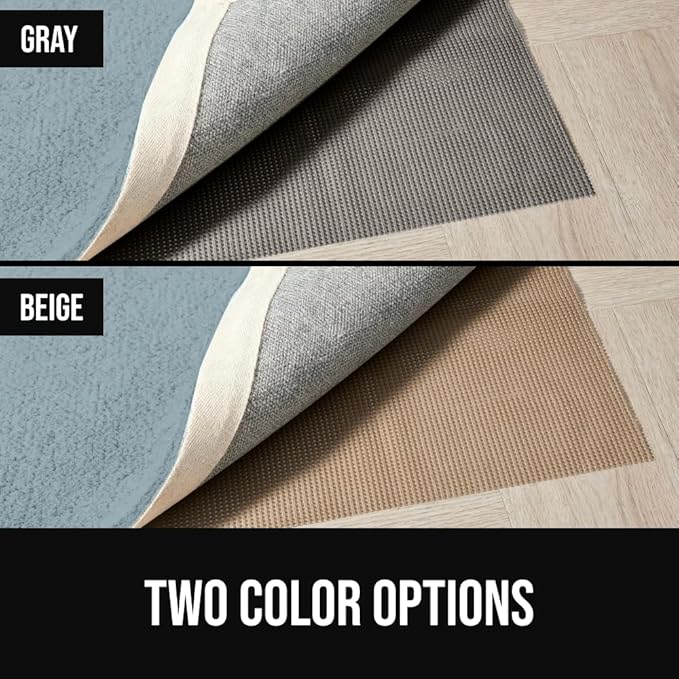 GORILLA GRIP Premium Dual Sided Extra Thick 2x6 Rug Gripper Pad for Hardwood Floors, Breathable Slip Resistant Pad Grips Under Carpet Area Rugs for Hard Surface Floor Protection, Easy Trim Mats, Gray