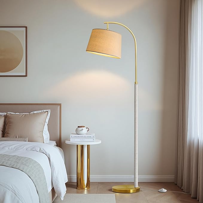 G-SAFAVA 63" Wood Floor Lamp for Living Room Dimmable Standing Lamp with Remote & Foot Switch, 3 Color Temperatures Tall Lamp Mid Century Modern Floor Lamp for Bedroom Office, 9W Bulb Included, White