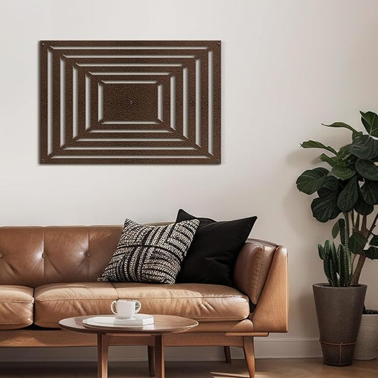SIGNLEADER Metal Wall Decor Rectangles Gradient Minimalist Modern Luxury Wall Sculpture Hangings 3D Statue Home Decoration for Living Room, Bedroom, Bathroom, Kitchen, Fireplace, Office - 24" Bronze