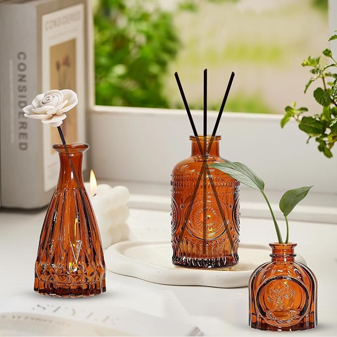 5 Pack Glass Bud Vases - Mini Glass Vases for Room Decor, Centerpieces, Shelf and Wedding Decor - NO Flowers
