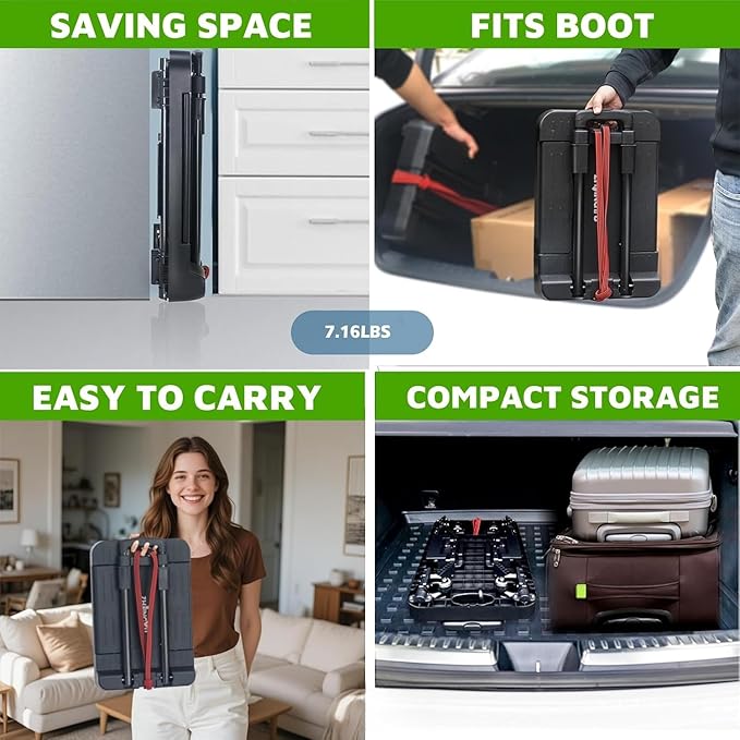 Folding Hand Truck Cart,Heavy Duty Trolley 220lbs Capacity,Folding Luggage Cart, Collapsible Wheels,Extended Handle Portable Dolly Cart for Moving, Airport, Office,Carrying Home