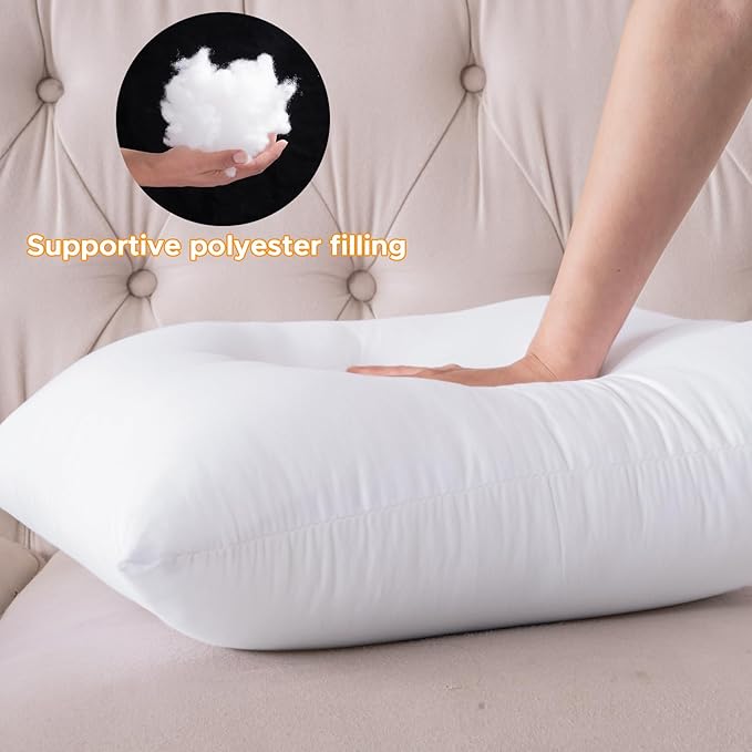 22x22 Outdoor Pillow Inserts Set of 2 Waterproof Hypoallergenic Oversized Throw Cushion Fillers – Square Polyester White Decorative Pillows for Couch Bed Sofa Patio Furniture – Soft & Firm Support