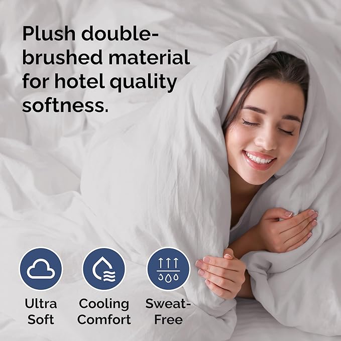 Duvet Cover King Size Set - Extra Soft King Size Duvet Cover 104 x 90 with 2 Pillow Shams - Hotel Luxury Easy Care and Fade Free w/Zipper Closures & Ties - Comfy Breathable Bedding Set (French Grey)