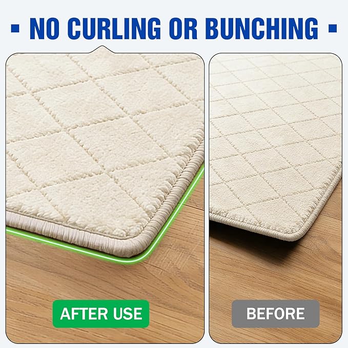 Songrey Rug Tape Rug Corner Grippers 16PCS, Reusable Double-Sided Carpet Tape to Hold Area Rugs Down, Non Slip Rug Pads Gripper for Hardwood Floors No Damage