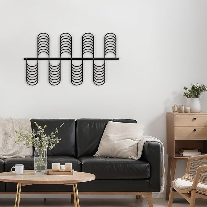 SIGNLEADER Metal Wall Decor Minimalist Modern Luxury Wall Sculpture Hangings 3D Statue Home Decoration for Living Room, Bedroom, Bathroom, Kitchen, Fireplace, Office - 18" Black