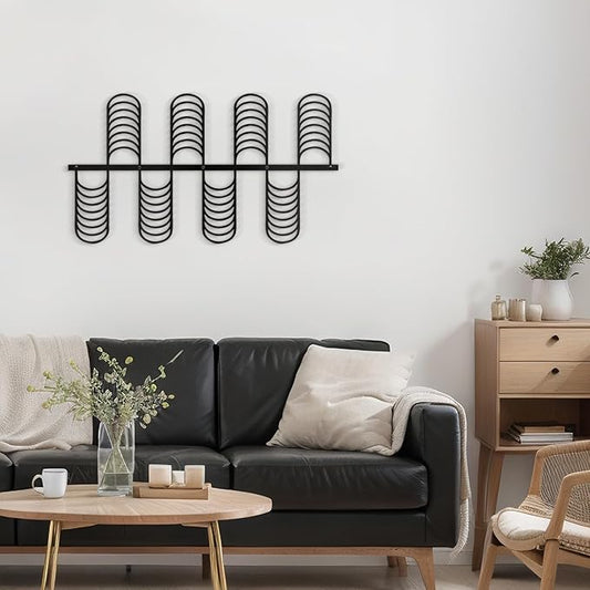 SIGNLEADER Metal Wall Decor Minimalist Modern Luxury Wall Sculpture Hangings 3D Statue Home Decoration for Living Room, Bedroom, Bathroom, Kitchen, Fireplace, Office - 18" Black