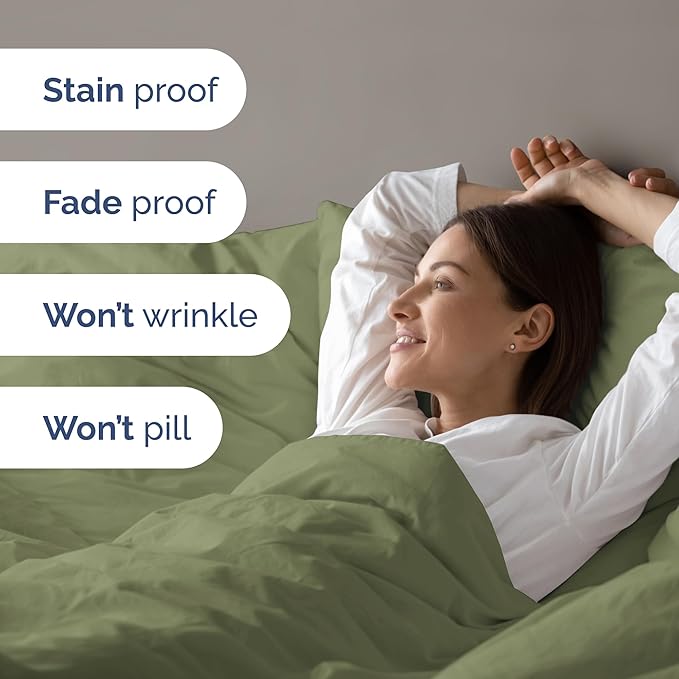 Duvet Cover Twin/Twin XL Size Set - Extra Soft Duvet Cover 68 x 90 with 1 Pillow Sham - Hotel Luxury, Easy Care and Fade Free with Zipper Closures & Ties - Comfy, Breathable Bedding Set (Sage Green)