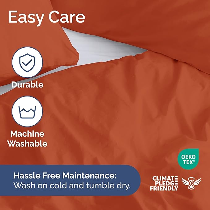 Duvet Cover Full Size Set - Extra Soft Full Size Duvet Cover 80 x 90 with 2 Pillow Shams - Hotel Luxury Easy Care and Fade Free w/Zipper Closures & Ties - Comfy Breathable Bedding Set (Terracotta)