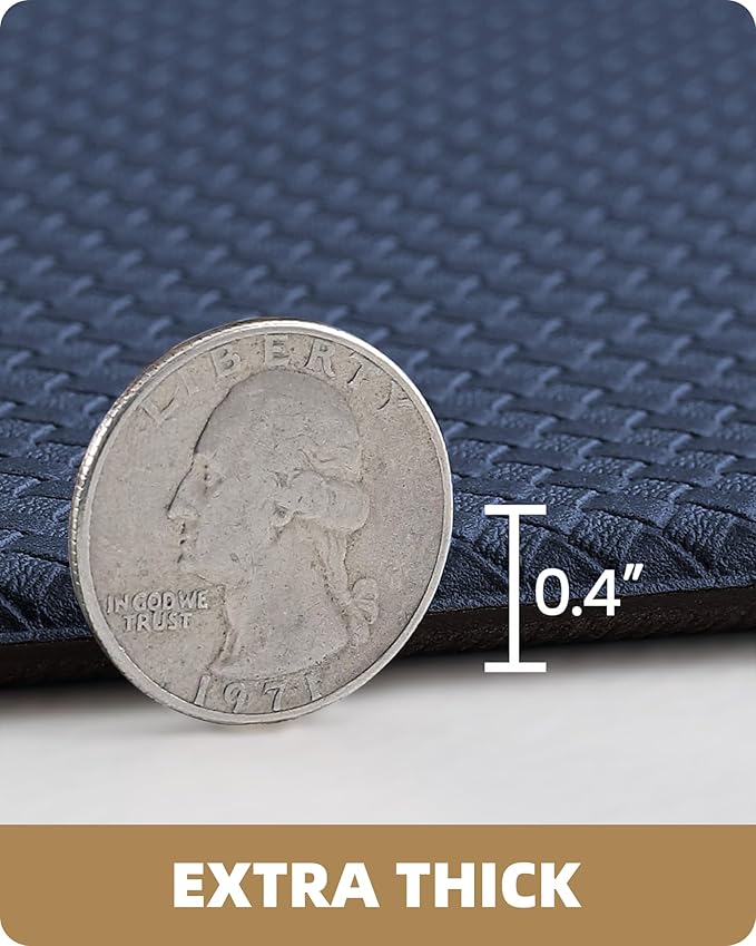 Color&Geometry Anti Fatigue Cushion Padded Kitchen Mat for Floor - 17x29+17x59,Easy Clean, Waterproof & Oil Proof, Anti Slip, Foam Rubber Runner Rug for Front Sink Comfort Standing, Blue Set of 2