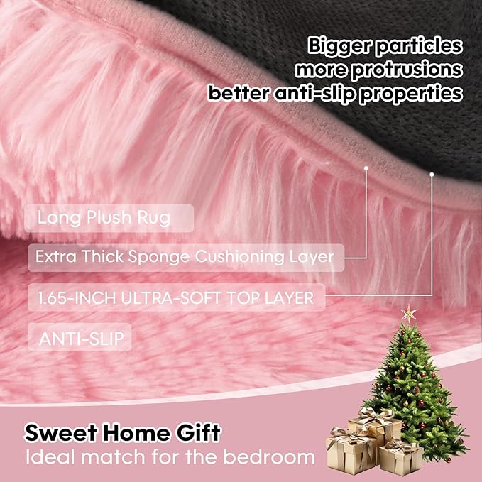Mtandyx Large 9x12 Area Rug for Living Room, Soft Shag Rugs for Bedroom, Non-Slip Ultra Fluffy Rug,Modern Plush Carpet for Girls Boys Kids Room Dorm,Fuzzy Rug for Home Decor Aesthetic,Pink