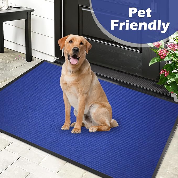 71" x 48" (6' x 4') Non-Slip Welcome Mat for Front Door - Indoor Outdoor Entryway Rug with Rubber Backing | Heavy Duty Durable Mat for Home, Patio & Garage, Navy