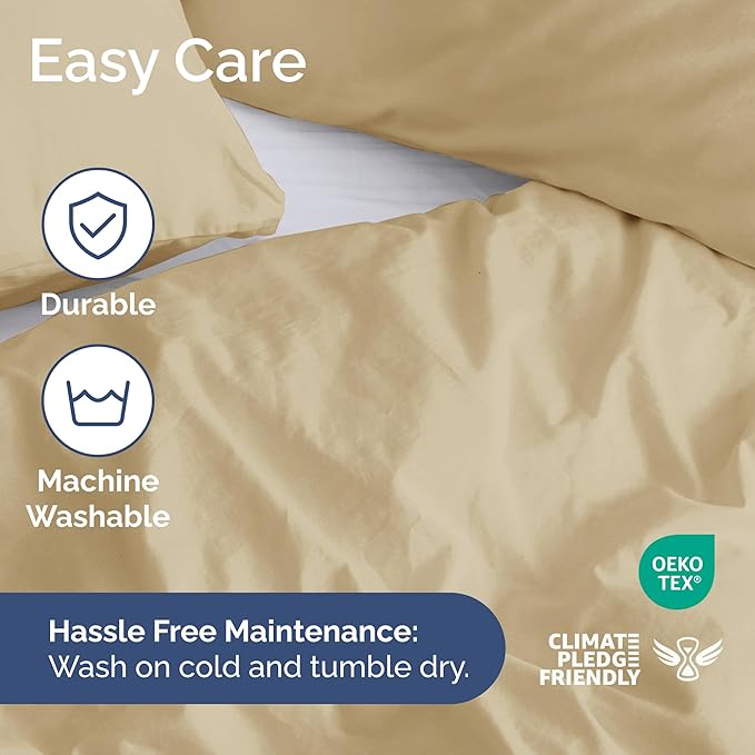 CGK Unlimited Duvet Cover Cal King Size Set - Extra Soft Cal King Size Duvet Cover 104 x 98 with 2 Pillow Shams - Hotel Quality w/Zipper Closures & Ties - Bedding and Bed Linens Set (Beige)