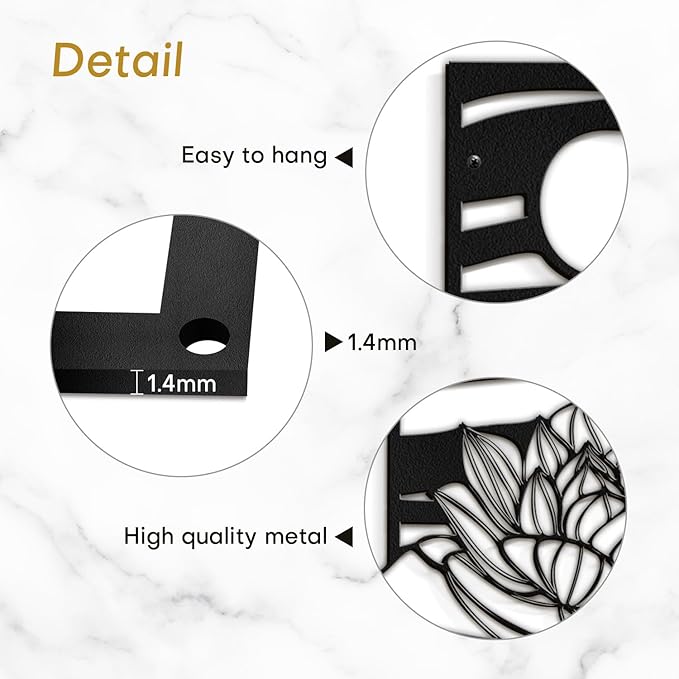 SIGNLEADER Metal Wall Art Decor Lotus, Moonlight Minimalist Modern Abstract Wall Sculpture Hangings Home Decoration for Living Room, Bedroom, Bathroom, Kitchen, Outdoor - 18" Black