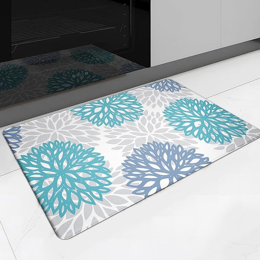 Anti Fatigue Kitchen Mat for Floor, Cushioned Anti Fatigue Kitchen Rugs Non Slip Waterproof, Comfort Floral Standing Desk Mat for Sink, Office, Laundry Room, 17.3"x28"