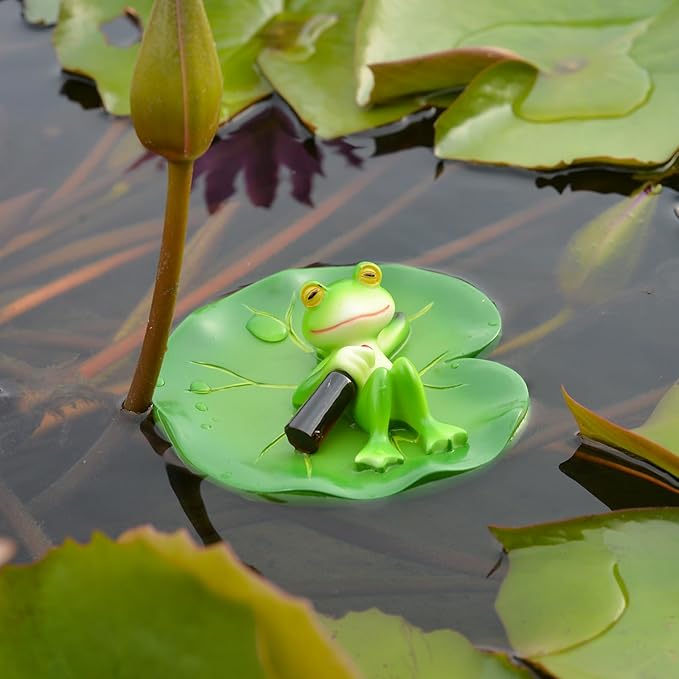 Miniature Frog Figurines Plant Decorations for Pots, Funny Frog Statue Planter Hugger for Flower Yard Lawn Ornament