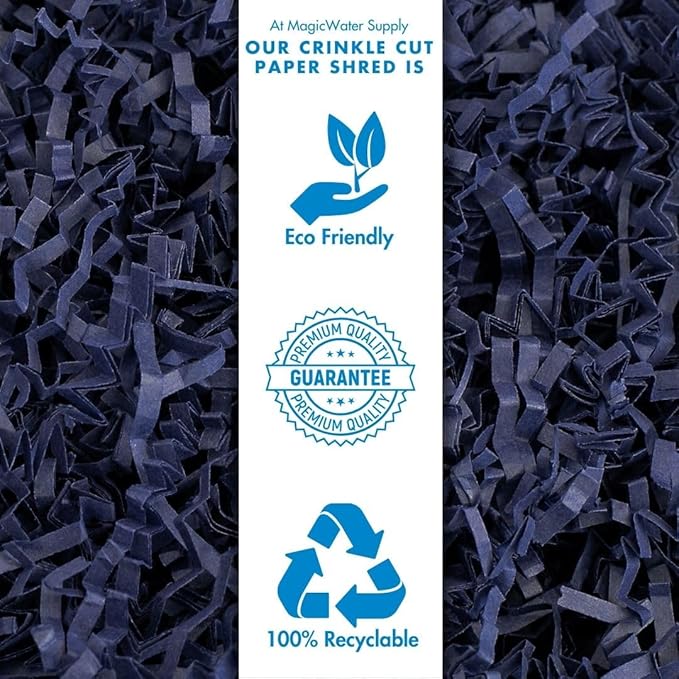 MagicWater Crinkle Cut Paper for Gift Baskets - 2LB - Navy Blue - Perfect for Shredded Paper Filler, Basket Filler, Gift Boxes, Bridesmaid Gifts, Christmas Stuffers & More – Ideal for All Occasions
