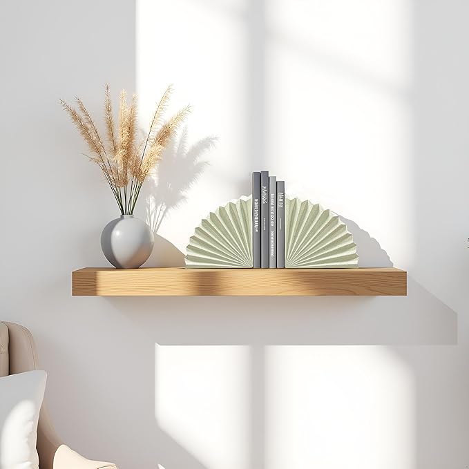 Off-White Fan Shape Bookends Set of 2 – Minimalist Resin Decorative Book Stoppers, Modern Book Ends for Home Office Shelf Organizer