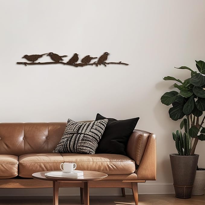 SIGNLEADER Metal Wall Art Decor Birds Standing on Branches Minimalist Modern Abstract Wall Sculpture Hangings Home Decoration for Living Room, Bedroom, Bathroom, Kitchen, Outdoor - 18" Bronze
