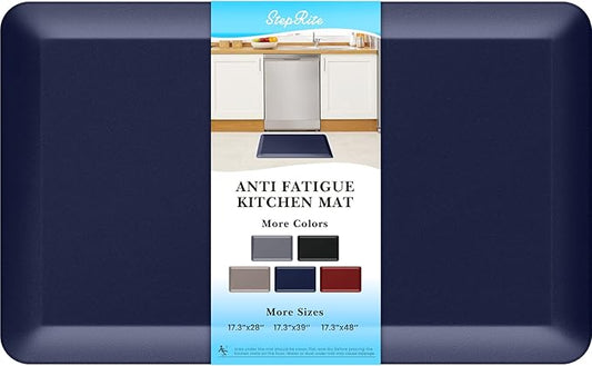 StepRite 4/5 Inch Thick Kitchen Mat Anti Fatigue Mat Kitchen Rugs Kitchen Decor Non-Slip, Stain & Water Resistant, Kitchen Mats Desk Mat for Kitchen, Office, Workshop, Blue, 17'' x 28''