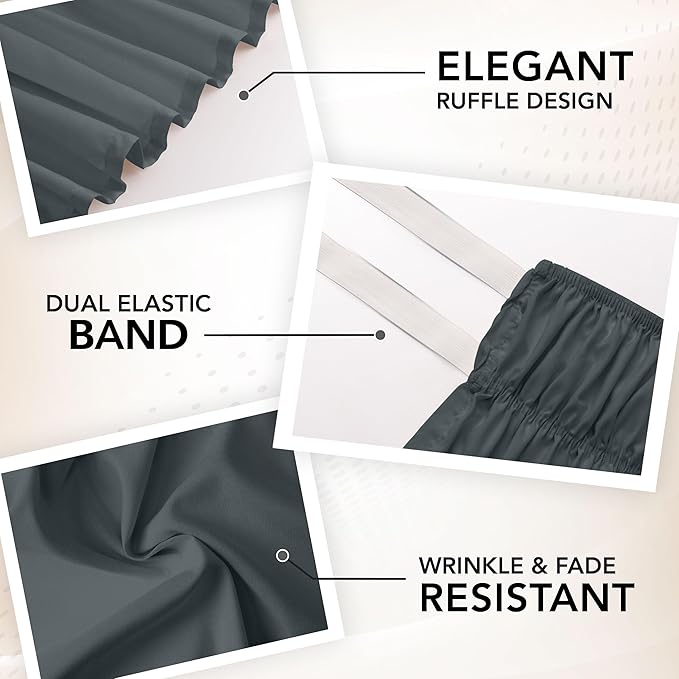 Utopia Bedding King Elastic Bed Ruffle - Easy Wrap Around Ruffle - Microfiber Bed Skirt with Adjustable Elastic Belt 16 Inch Tailored Drop - Hotel Quality Bedskirt, Fade Resistant (King, Grey)