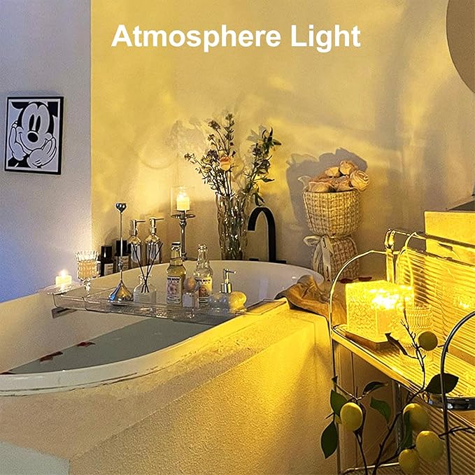 Northern Lights Projector Rechargeable,Mood Lighting Ambient Lighting Ocean Wave Projector with 16 Colors and Dynamic Ripple Effect for Living Room Bedroom Decor - Cordless 5.1"
