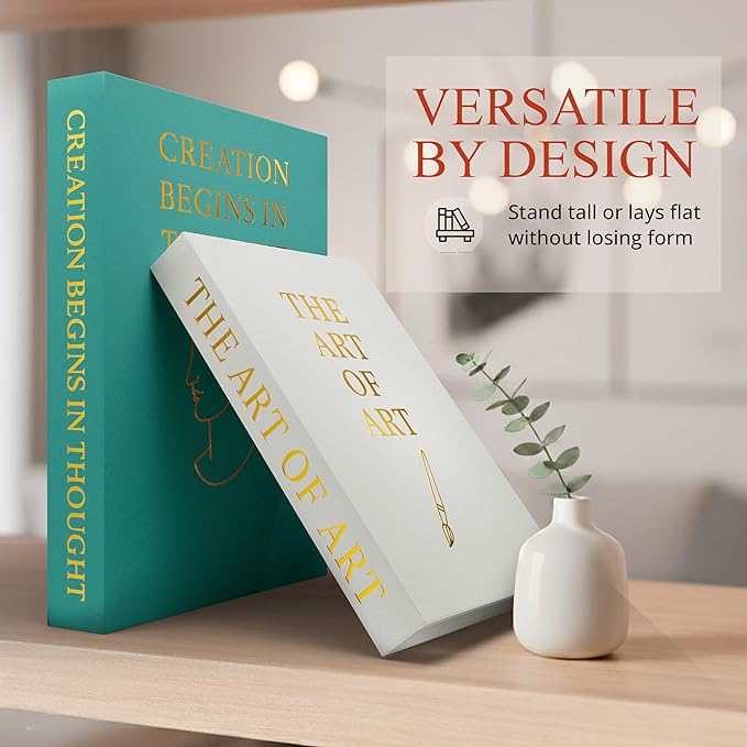 Fake books for decoration - Set of Two - Cardboard and linen - Decor Books for coffee table - Decorative boxes for home decor aesthetic - box storage (Art of Art)