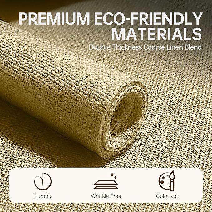 Blue Forest Placemats Set of 4, Dual-Layered Thickened Faux Linen Table Mats Heat Resistant Machine Washable Wrinkle Free Place Mats for Kitchen Dining Outdoor/Indoor (Beige)