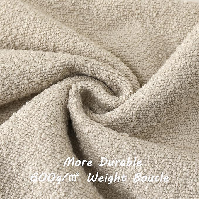 FUTEI Pack of 2 Beige Decorative Throw Pillow Covers 12x20 Inch Soft Cozy Solid Boucle Textured Lumbar Pillow Cases,Modern Home Decor for Couch Bed Living Room