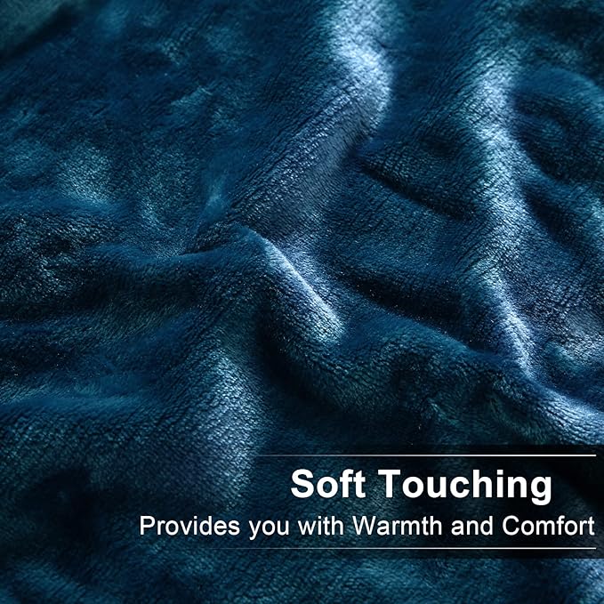 Soft King Size Blanket Warm Fuzzy Microplush Lightweight Thermal Fleece Blankets for Couch Bed Sofa,90x108 Inch, Peacock Blue