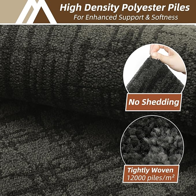 COSY HOMEER Kitchen Rugs Non Slip Washable 24"x36"+24"x60",Absorbent Soft Kitchen Mats for Floor,Polyester Kitchen Runner Rug Sets of 2,Kitchen Floor Mats for Sink Mat,Hallway,Laundry,Dark Grey