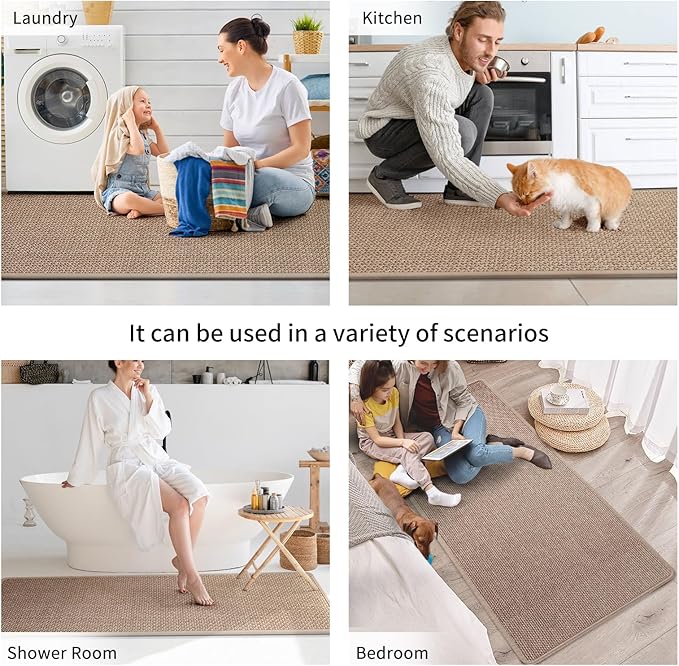 Kitchen Rugs and Mats Non Slip Washable, Absorbent Runner Rugs for Kitchen, Front of Sink, Kitchen Mats for Floor，Easy to Clean and Maintain Kitchen Floor mat(Brown, 17"x30")