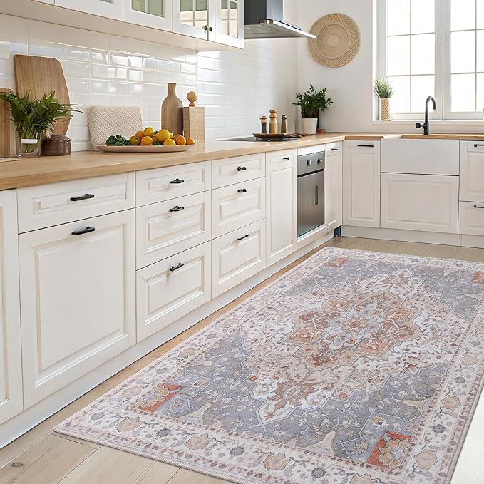 Vanmoos 2x3 Washable Area Rug – Soft, Non-Slip Entrance Rug, Durable Indoor Door mat, Floor Carpet for High-Traffic Areas, Entryway, Kitchen, and Bedside, Artistic Flair/Beige