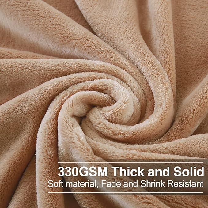 EASELAND Soft Blanket Warm Fuzzy Microplush Lightweight Thermal Fleece Blankets for Couch Bed Sofa,California King 102X108Inch,Camel