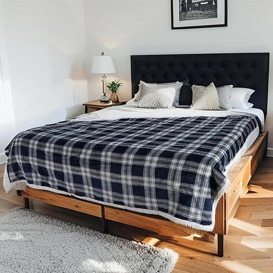 LUXIAN Electric Heated Blanket Queen Size 84"x90" - Flannel Fabric Dual-Sided, 9 Heat Settings & 1-10 Hours Auto Off, Machine Washable, Geometry Lattice