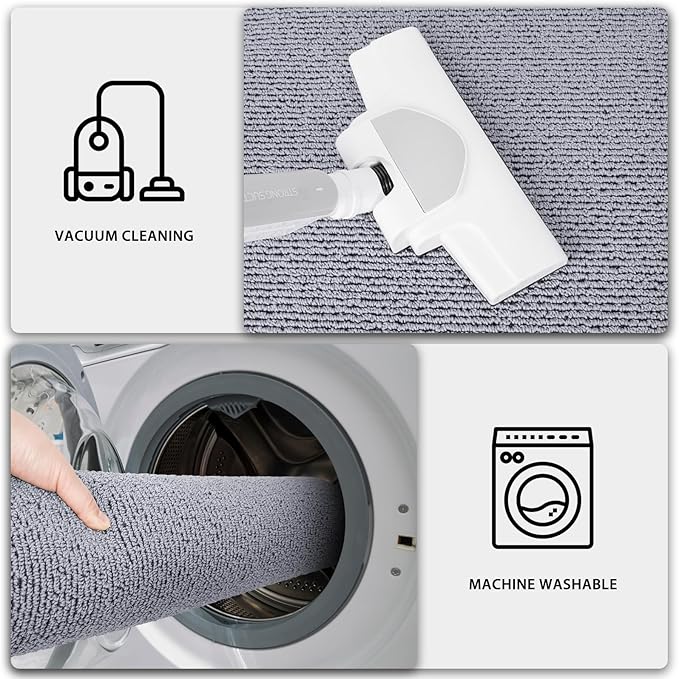 PURRUGS Machine Washable Kitchen Rug 32" x 48", Non-Slip/Skid Kitchen Runner Rugs & Floor Mats, Super Absorbent Soft Area Rugs for Sink, Kitchen & Laundry, Rolled Packaging, Grey