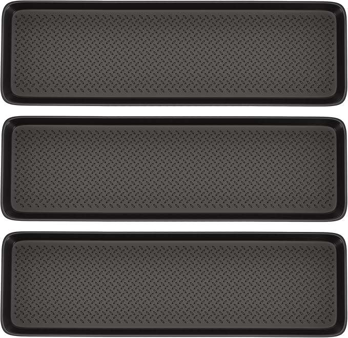 Matace 3 Pack Rubber Extra Large Shoe Tray for Entryway,Long Boot Tray,Slim Boot Mat for Indoor and Outdoor Use,16x55 in, Rectangular (Pack of 3)